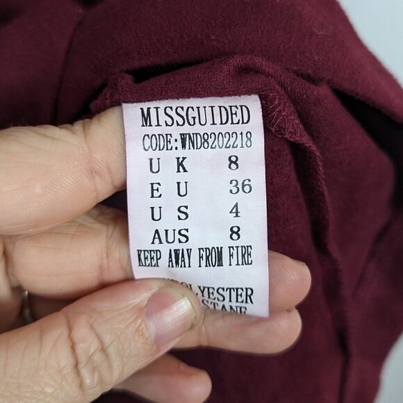NWT Missguided Maroon Faux Suede Wrap Dress - Picture 7 of 8